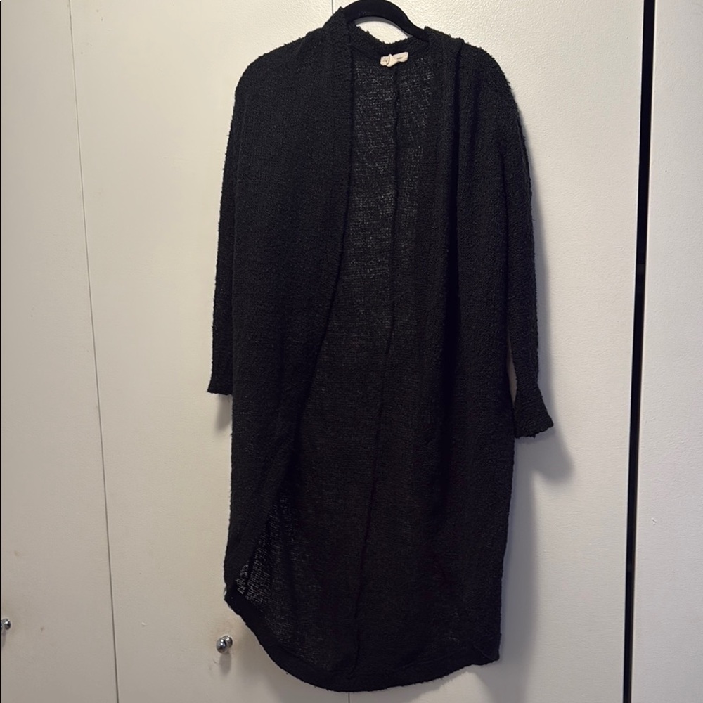 Silence + Noise Black Cardigan Sweater Long Open Front